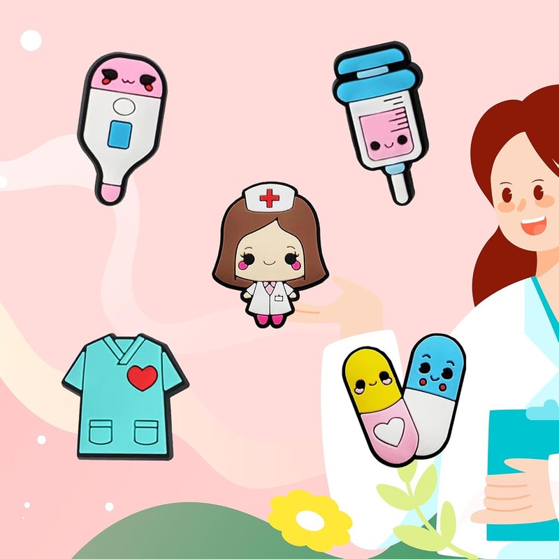 BULKITEM 25 Pcs Gamer, Summer, Nurse, Pink, Hunting, Black,USA american flag crocs,Shoe Charms, Cute Shoe Accessories Gifts Charms for Teens Kids Adults - Image 4